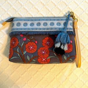 Spartina floral clutch leather embroidered